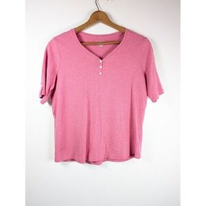 LLBean Henley T Shirt Womens Size Large Casual Summer Lightweight Hiking Outdoor